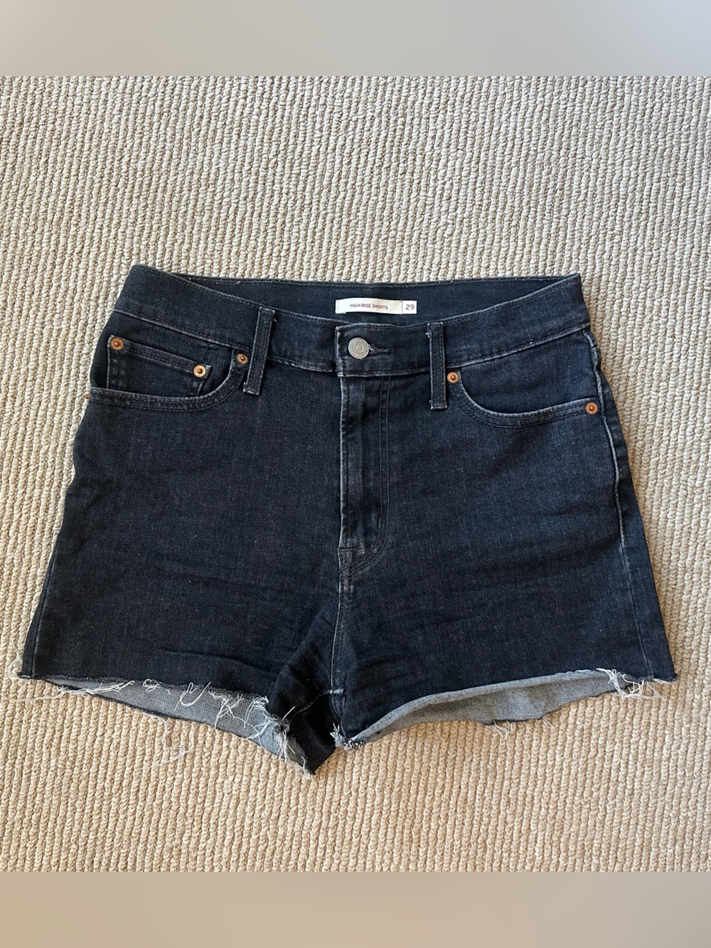 Levi’s High Rise Black Denim Cutoff Shorts